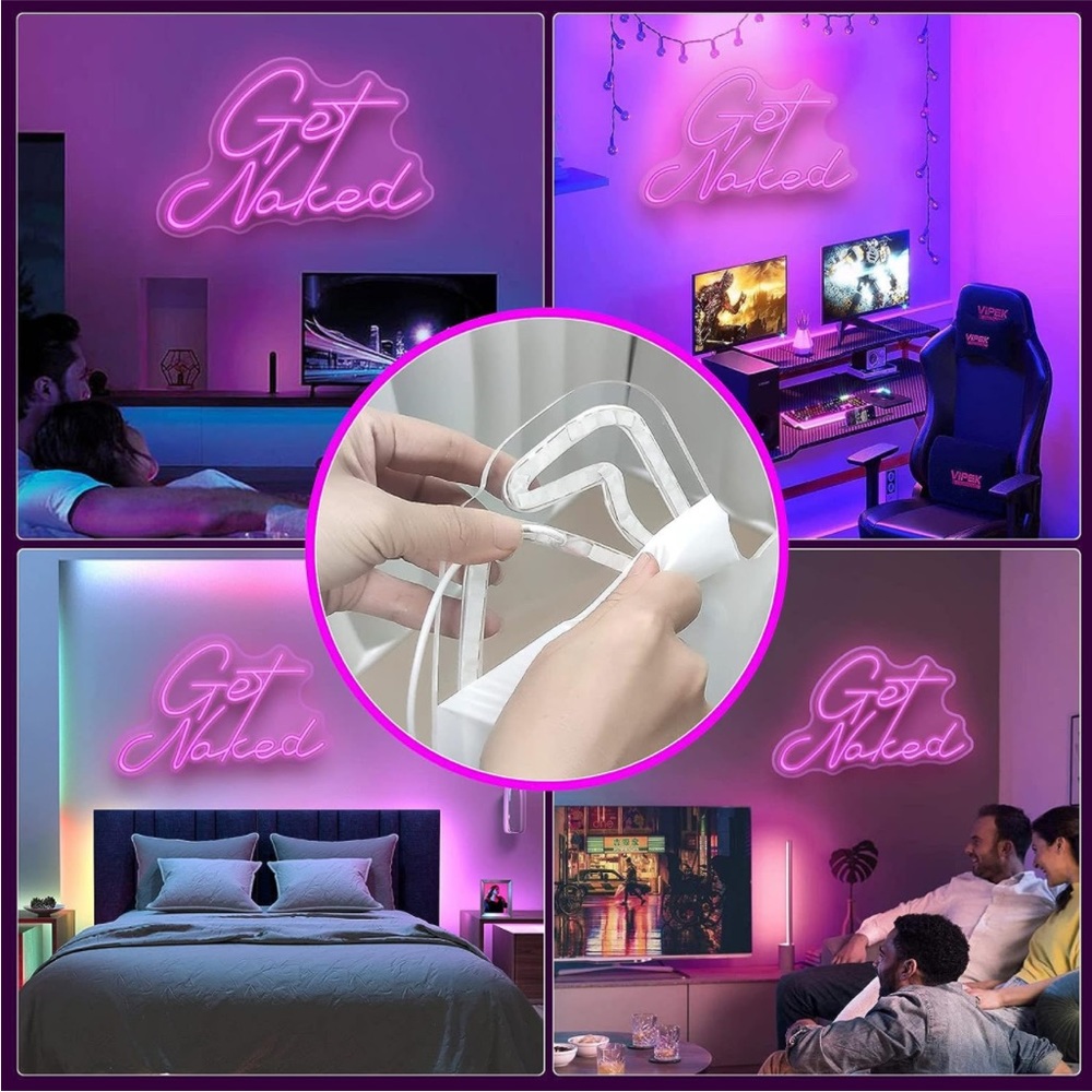 Trendy Get Naked Neon Pink Party Birthday Club Bathroom Wall Light Sexy Decor - Picture 5 of 8